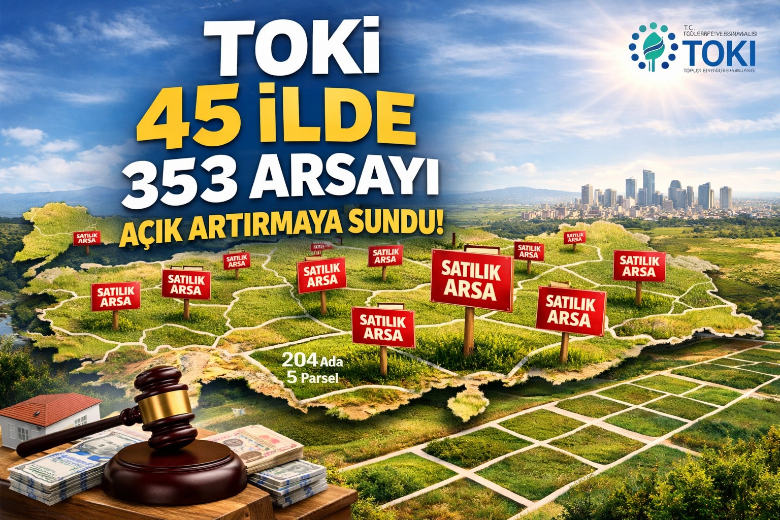 TOKİ 45 İlde 353 Arsayı Açık Artırmayla Satışa Sundu