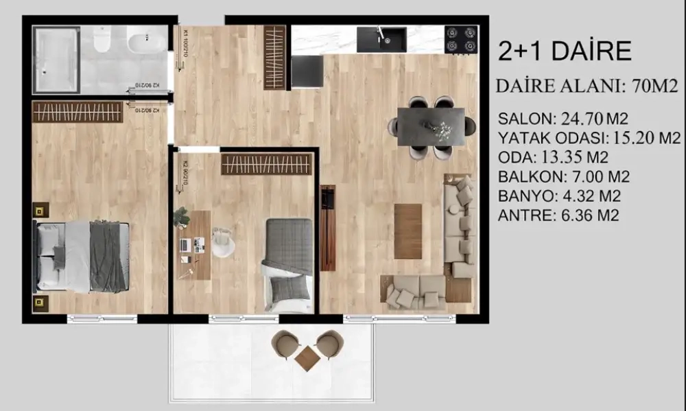 3+1 kat planı